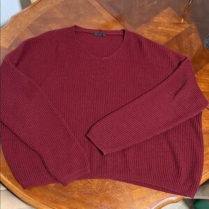 Burgundy Ribbed Knit Sweater